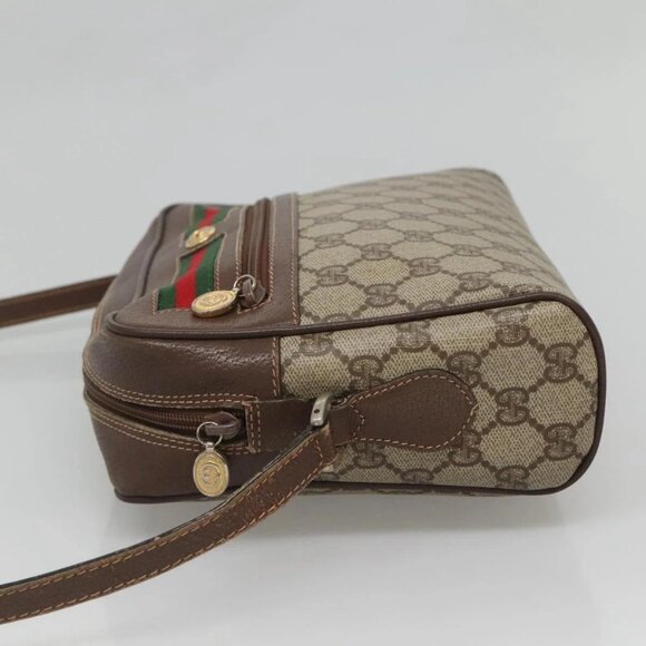 GUCCI GG Supreme Web Sherry Line Bag PVC Beige Gold Red 56 02 088 Auth BA2392 - Picture 6 of 16